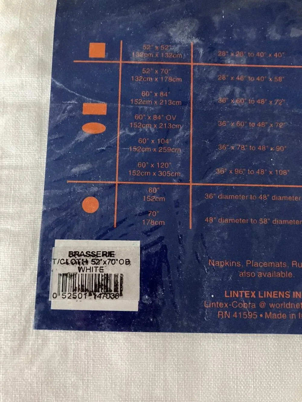 NWT Brasserie White Tablecloth